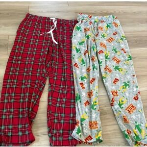 Elf Nutcracker Plaid Fleece Pajama Pants Bundle Mens Medium Christmas PJS